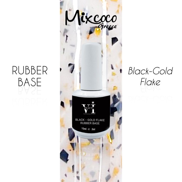 Mixcoco Rubber Base Black-Gold Flake 15ml