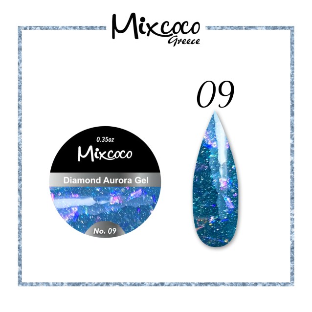Mixcoco Ημιμόνιμο Βερνίκι Νυχιών Diamond Aurora Gel 09 Μπλε 10ml