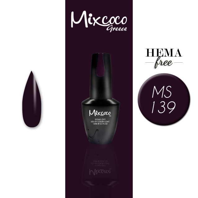 Mixcoco Ημιμόνιμο Βερνίκι Νυχιών MS 139 Black Lavender 15ml