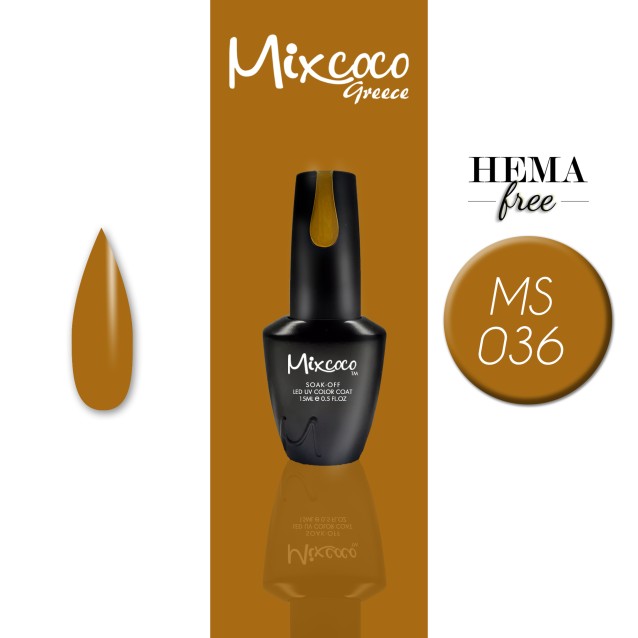 Mixcoco Ημιμόνιμο Βερνίκι Νυχιών MS 036 Σκούρο Μουσταρδί 15ml