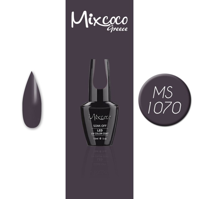 Mixcoco Ημιμόνιμο Βερνίκι Νυχιών MS 1070 Γκρι Καφέ Σκούρο 15ml