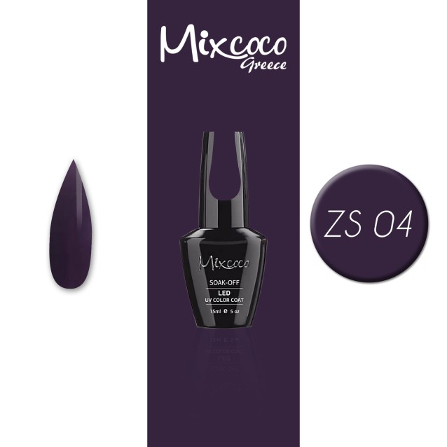 Mixcoco Ημιμόνιμο Βερνίκι Νυχιών ZS 004 Purple Flavor Σκούρο Μωβ 15ml
