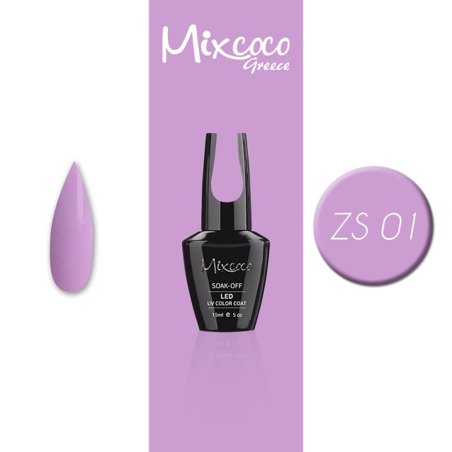 Mixcoco Ημιμόνιμο Βερνίκι Νυχιών ZS 001 Purple Flavor Ροζ Λιλά 15ml