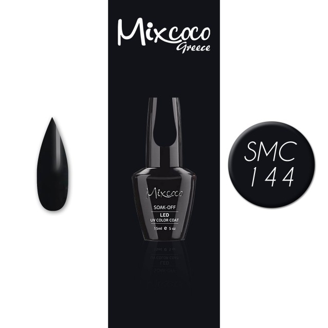 Mixcoco Ημιμόνιμο Βερνίκι Νυχιών SMC 144 Μαύρο 15ml