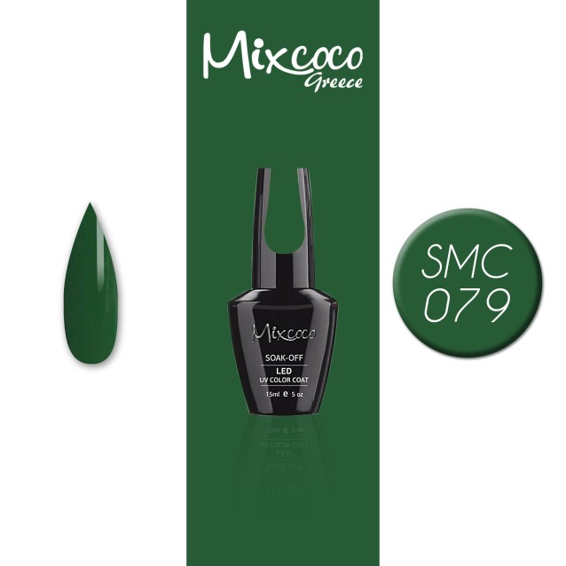Mixcoco Ημιμόνιμο Βερνίκι Νυχιών SMC 079 Πράσινο Μουντό 15ml