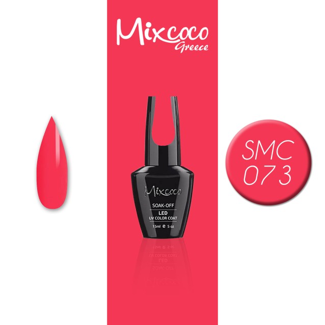 Mixcoco Ημιμόνιμο Βερνίκι Νυχιών SMC 073 Fluo Ροζ Καρπουζί 15ml