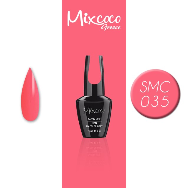 Mixcoco Ημιμόνιμο Βερνίκι Νυχιών SMC 035 Fluo Ανοιχτό Ροζ 15ml