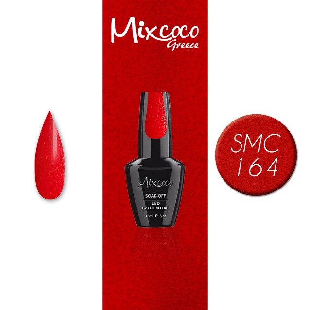 Mixcoco Ημιμόνιμο Βερνίκι Νυχιών SMC 164 Πορτοκαλοκόκκινο Shimmer 15ml