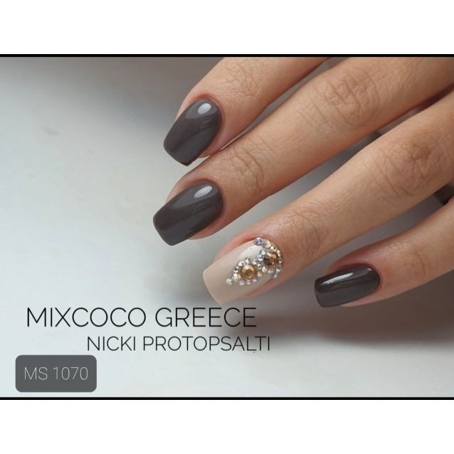 Mixcoco Ημιμόνιμο Βερνίκι Νυχιών MS 1070 Γκρι Καφέ Σκούρο 15ml
