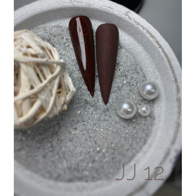 Mixcoco Ημιμόνιμο Βερνίκι Νυχιών JJ 12 Μπορντό Μαύρο Glitter 15ml