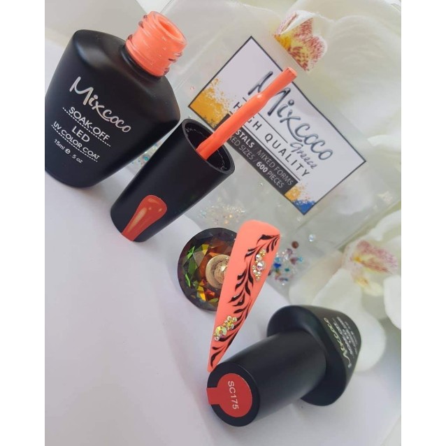 Mixcoco Ημιμόνιμο Βερνίκι Νυχιών SC 175 Fluo Κοραλί 15ml