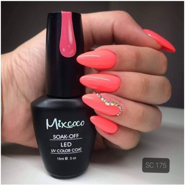 Mixcoco Ημιμόνιμο Βερνίκι Νυχιών SC 175 Fluo Κοραλί 15ml