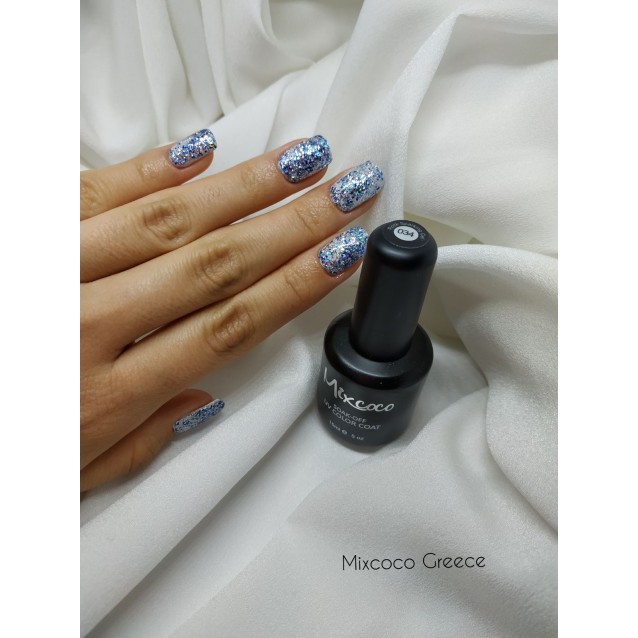 Mixcoco Ημιμόνιμο Βερνίκι Νυχιών Rock Sparkling Gel 34 Color Μπλε 15ml