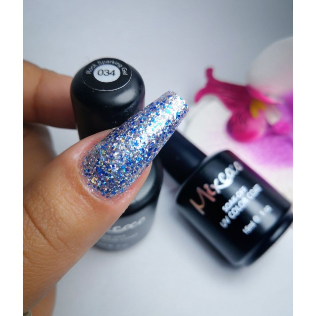 Mixcoco Ημιμόνιμο Βερνίκι Νυχιών Rock Sparkling Gel 34 Color Μπλε 15ml