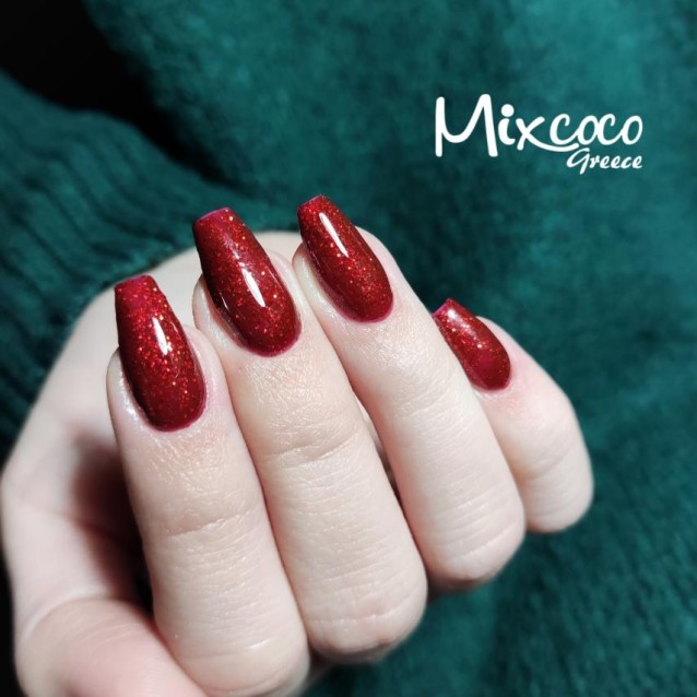 Mixcoco Ημιμόνιμο Βερνίκι Νυχιών JH 11 Κόκκινο Glitter 15ml