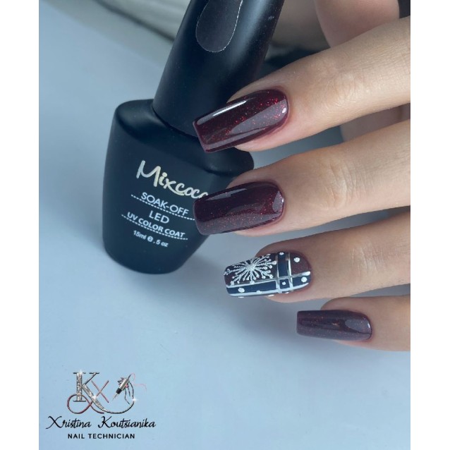 Mixcoco Ημιμόνιμο Βερνίκι Νυχιών JH 08 Κερασί Glitter 15ml