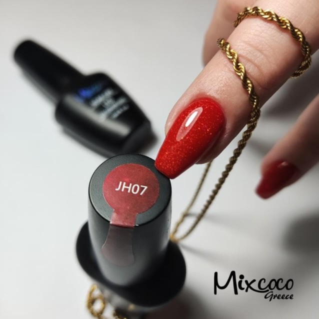 Mixcoco Ημιμόνιμο Βερνίκι Νυχιών JH 07 Ανοιχτό Κόκκινο Glitter 15ml
