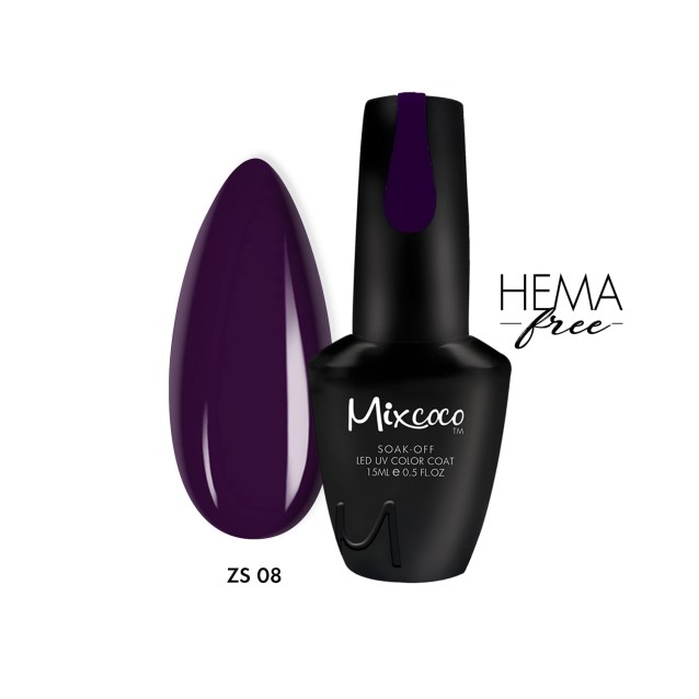 Mixcoco Ημιμόνιμο Βερνίκι Νυχιών ZS 008 Purple Flavor Βιολετί Σκούρο 15ml