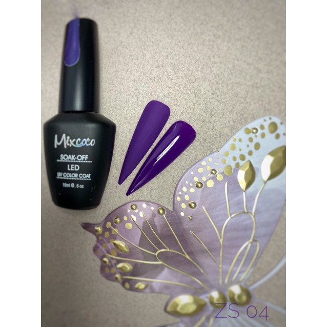 Mixcoco Ημιμόνιμο Βερνίκι Νυχιών ZS 004 Purple Flavor Σκούρο Μωβ 15ml