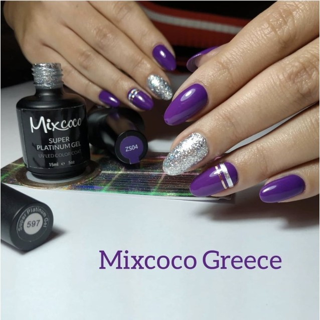 Mixcoco Ημιμόνιμο Βερνίκι Νυχιών ZS 004 Purple Flavor Σκούρο Μωβ 15ml