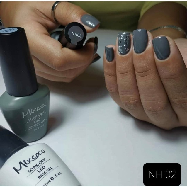 Mixcoco Ημιμόνιμο Βερνίκι Νυχιών NH 002 Grey Flavor Γκρι Ανθρακί 15ml