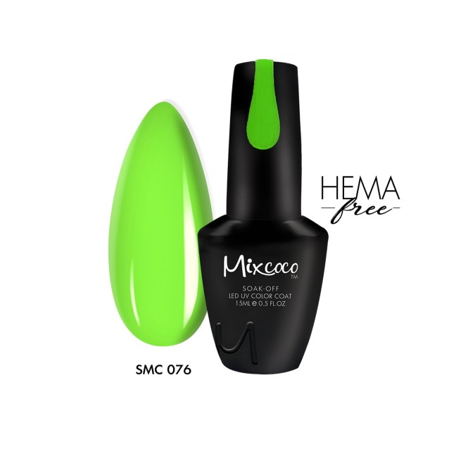 Mixcoco Ημιμόνιμο Βερνίκι Νυχιών SMC 076 Fluo Πράσινο 15ml