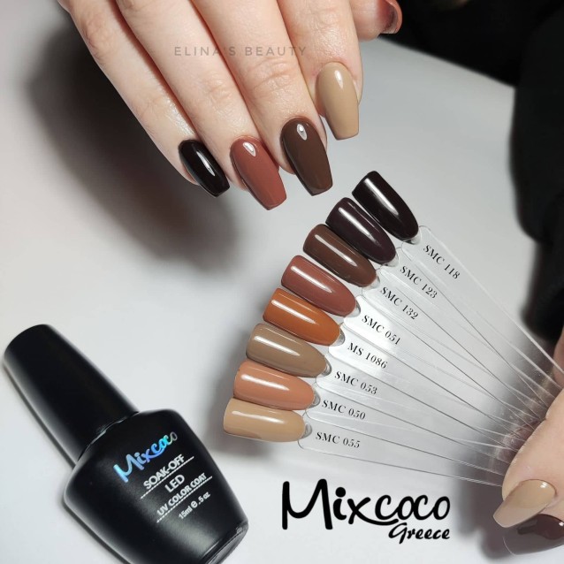Mixcoco Ημιμόνιμο Βερνίκι Νυχιών SMC 053 Της Καραμέλας Σκούρο 15ml