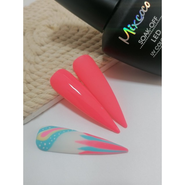 Mixcoco Ημιμόνιμο Βερνίκι Νυχιών SMC 035 Fluo Ανοιχτό Ροζ 15ml