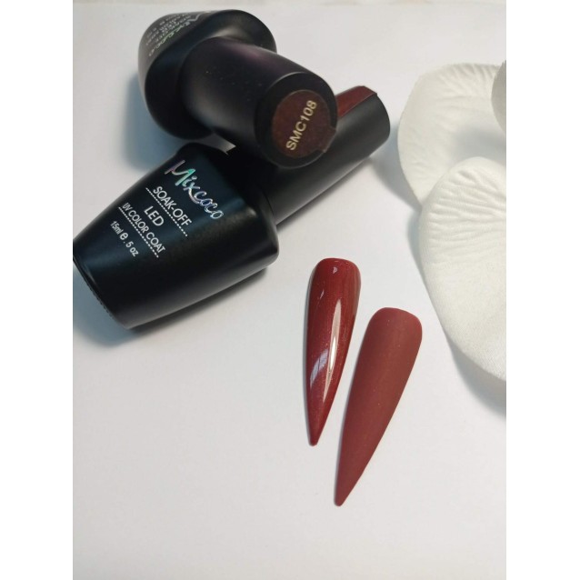 Mixcoco Ημιμόνιμο Βερνίκι Νυχιών SMC 108 Μπορντό Κεραμιδί Μεταλλικό 15ml