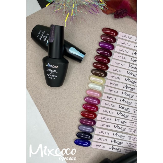 Mixcoco Ημιμόνιμο Βερνίκι Νυχιών SMC 107 Μπορντό Καφέ Μεταλλικό 15ml