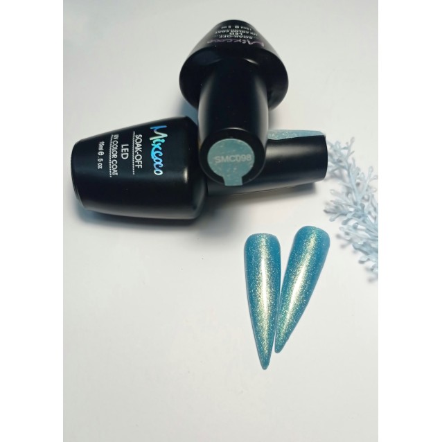 Mixcoco Ημιμόνιμο Βερνίκι Νυχιών SMC 098 Γαλάζιο Glitter 15ml