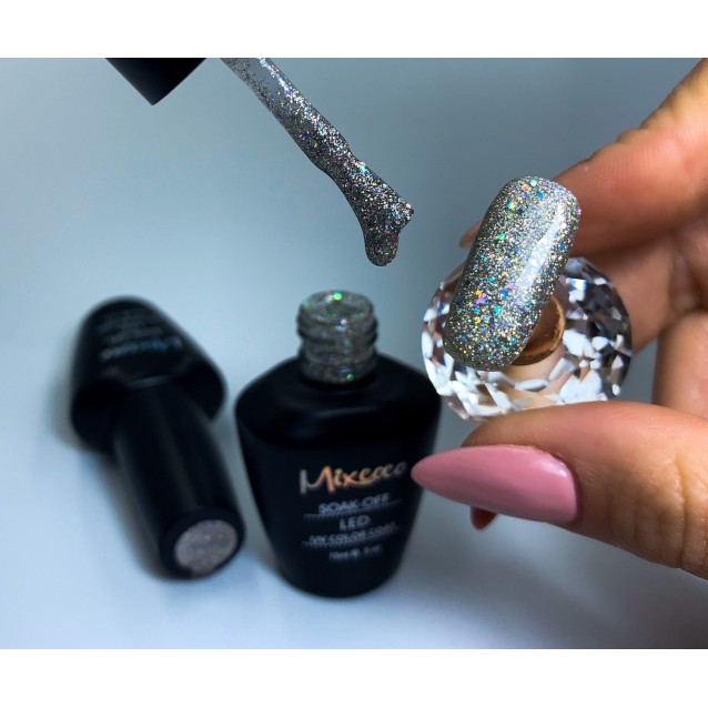 Mixcoco Ημιμόνιμο Βερνίκι Νυχιών SMC 191 Ασημί Glitter 15ml