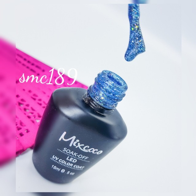 Mixcoco Ημιμόνιμο Βερνίκι Νυχιών SMC 189 Μπλε Glitter 15ml