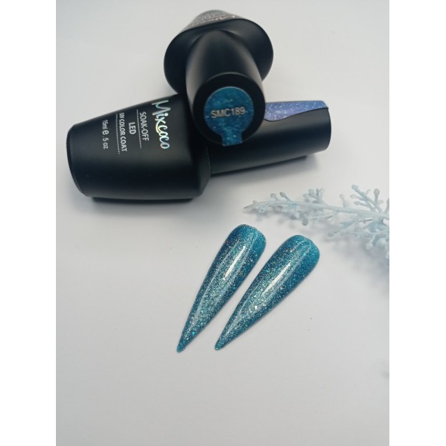 Mixcoco Ημιμόνιμο Βερνίκι Νυχιών SMC 189 Μπλε Glitter 15ml