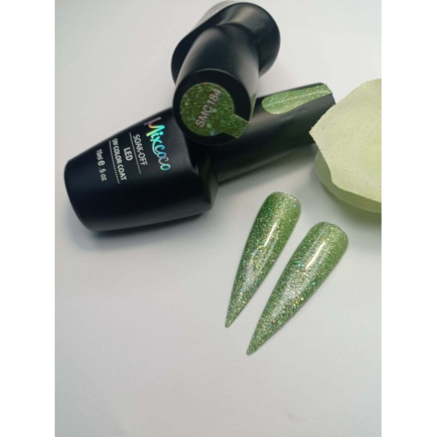 Mixcoco Ημιμόνιμο Βερνίκι Νυχιών SMC 184 Πράσινο Glitter 15ml