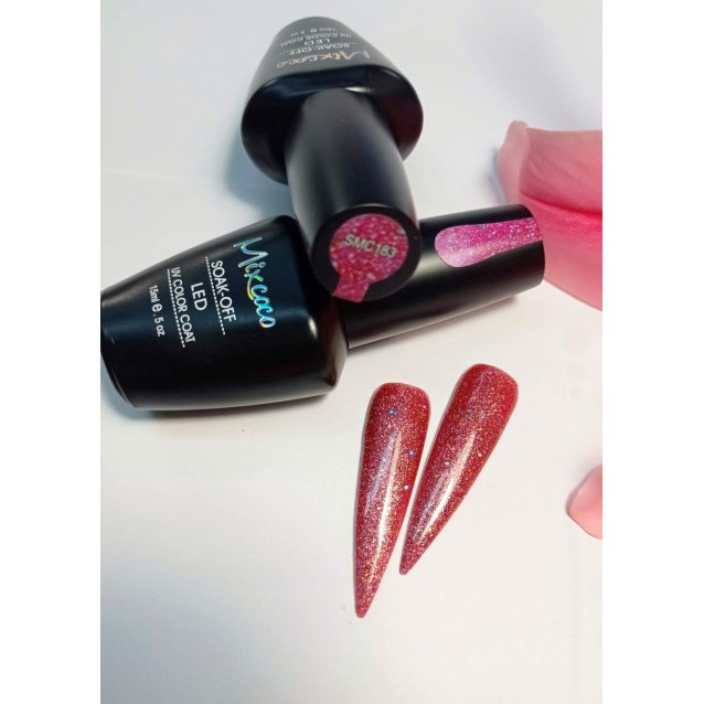 Mixcoco Ημιμόνιμο Βερνίκι Νυχιών SMC 183 Κερασί Glitter 15ml