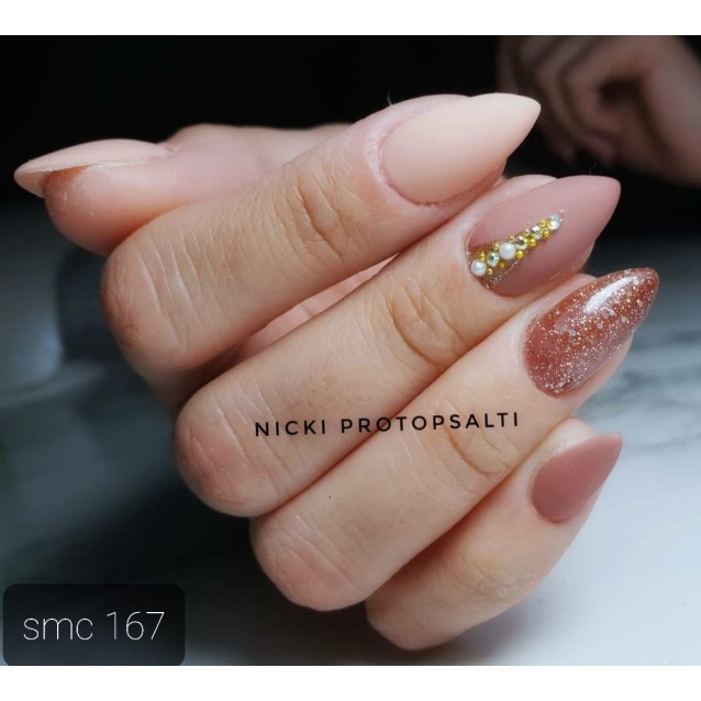 Mixcoco Ημιμόνιμο Βερνίκι Νυχιών SMC 167 Καφέ Γκρι Glitter 15ml