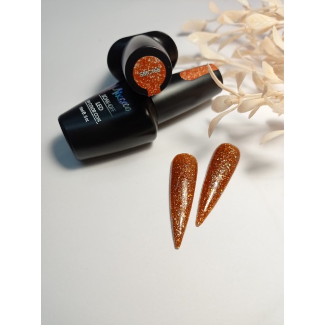 Mixcoco Ημιμόνιμο Βερνίκι Νυχιών SMC 166 Καφέ Χρυσό Ανοιχτό Glitter 15ml