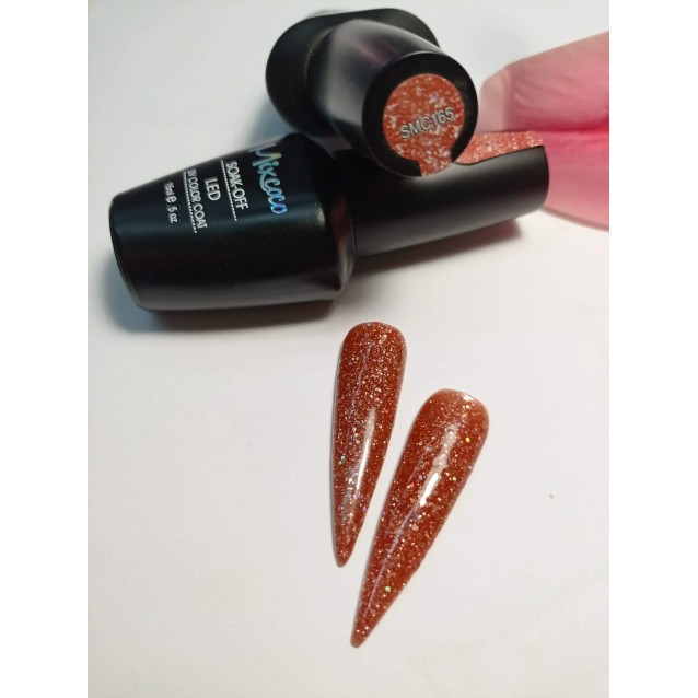 Mixcoco Ημιμόνιμο Βερνίκι Νυχιών SMC 165 Πορτοκαλί Καφέ Glitter 15ml