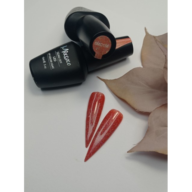 Mixcoco Ημιμόνιμο Βερνίκι Νυχιών SMC 158 Πορτοκαλί Glitter 15ml
