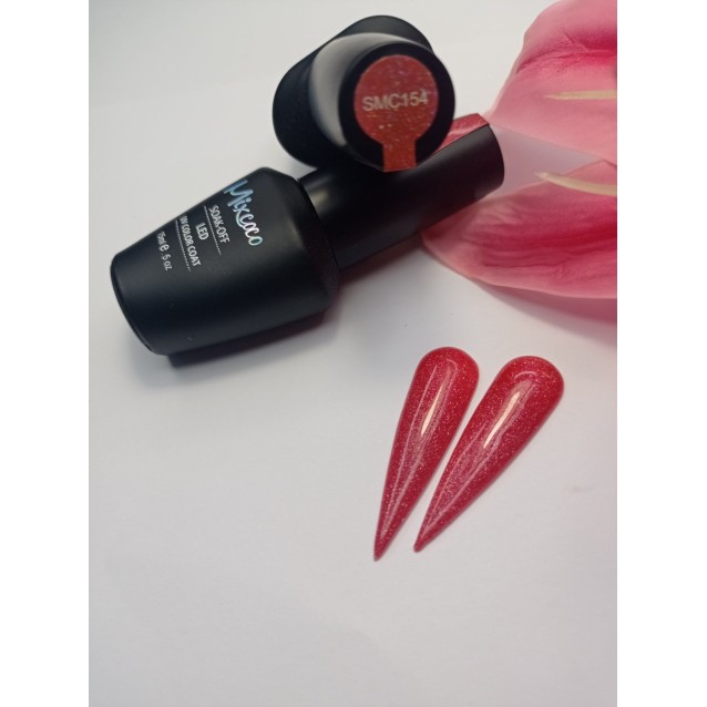 Mixcoco Ημιμόνιμο Βερνίκι Νυχιών SMC 154 Κόκκικο Φούξια Glitter 15ml