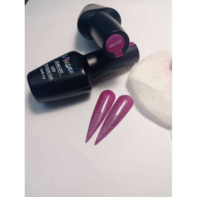 Mixcoco Ημιμόνιμο Βερνίκι Νυχιών SMC 153 Μωβ Φούξια Glitter 15ml
