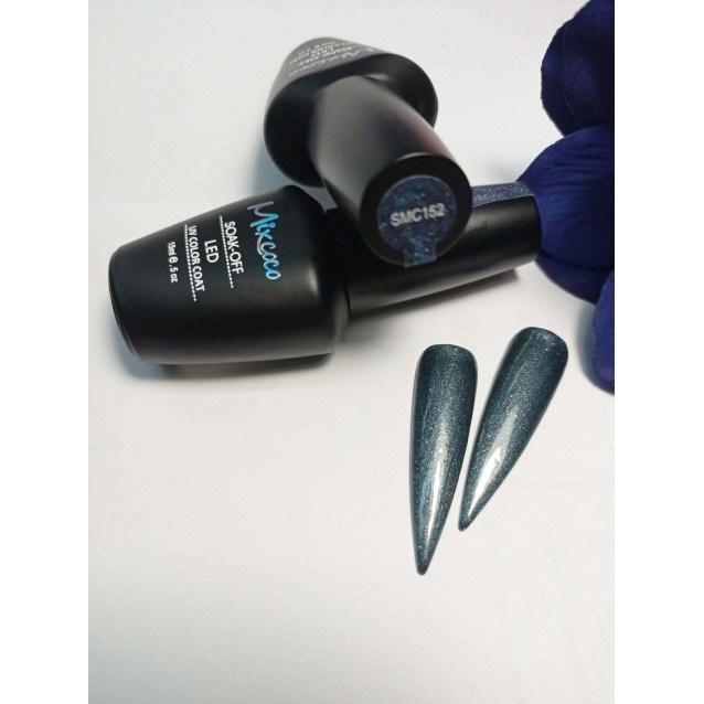 Mixcoco Ημιμόνιμο Βερνίκι Νυχιών SMC 152 Πετρόλ Σκούρο Glitter 15ml