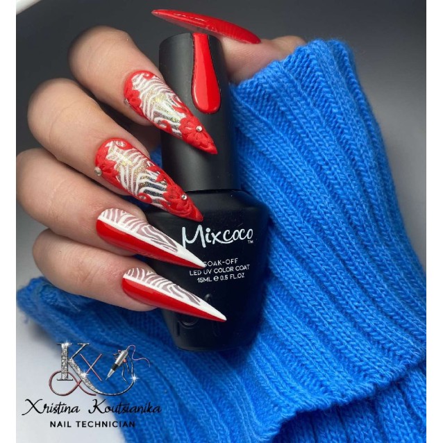 Mixcoco Ημιμόνιμο Βερνίκι Νυχιών SMC 008 Κόκκινο της Φωτιάς 15ml