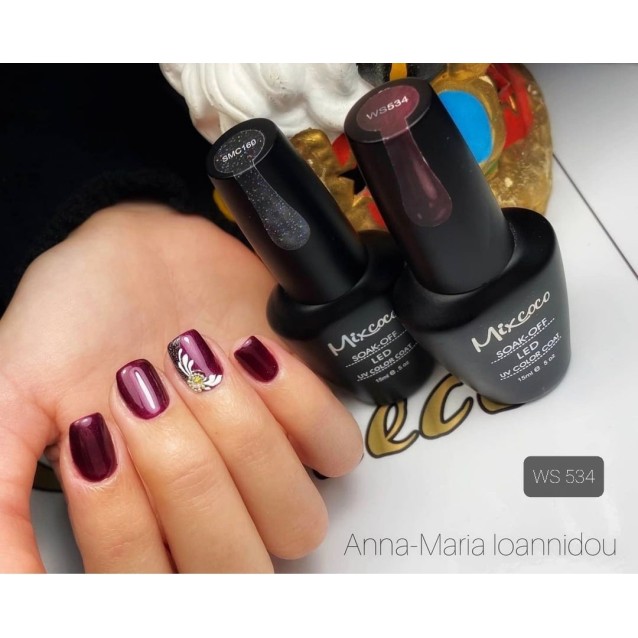 Mixcoco Ημιμόνιμο Βερνίκι Νυχιών WS 534 Μεταλλικό Δαμασκηνί 15ml