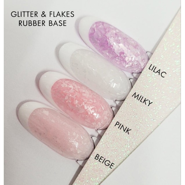 Mixcoco Rubber Base Beige Glitter & Flakes 15ml