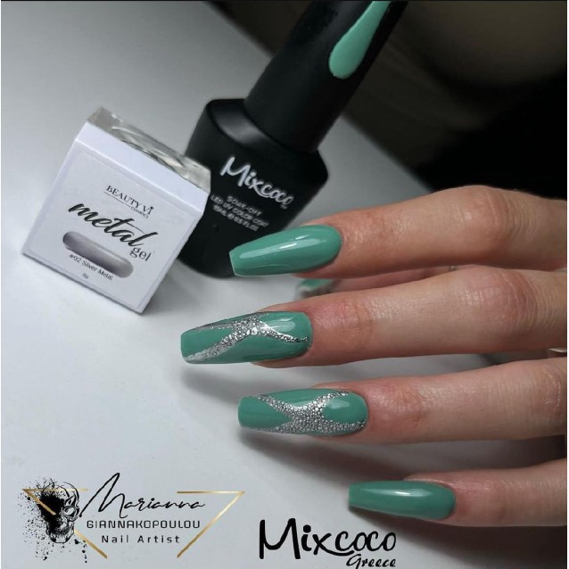 Mixcoco Nail Art Metal Gel 5g 02 Silver