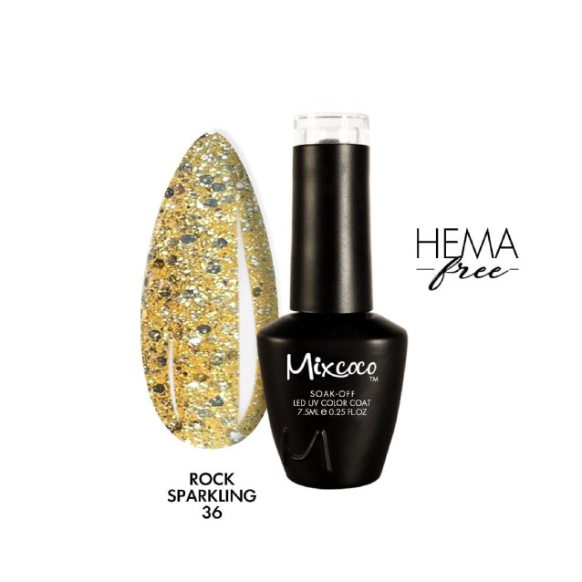 Mixcoco Ημιμόνιμο Βερνίκι Νυχιών Rock Sparkling Gel Color 36 7,5ml