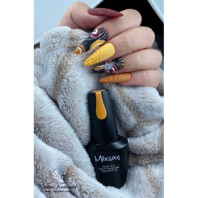 Mixcoco Ημιμόνιμο Βερνίκι Νυχιών MS 036 Σκούρο Μουσταρδί 15ml