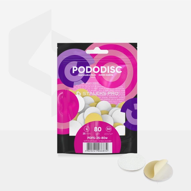Staleks Pro Λευκά Ανταλλακτικά Pododisc με λεπτή Στρώση Αφρού L 80 grit 50 Τμχ PDFS-25-80w